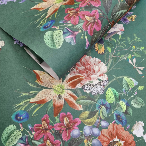 Sample – Blume – Botanical Stripe Wallpaper – Teal