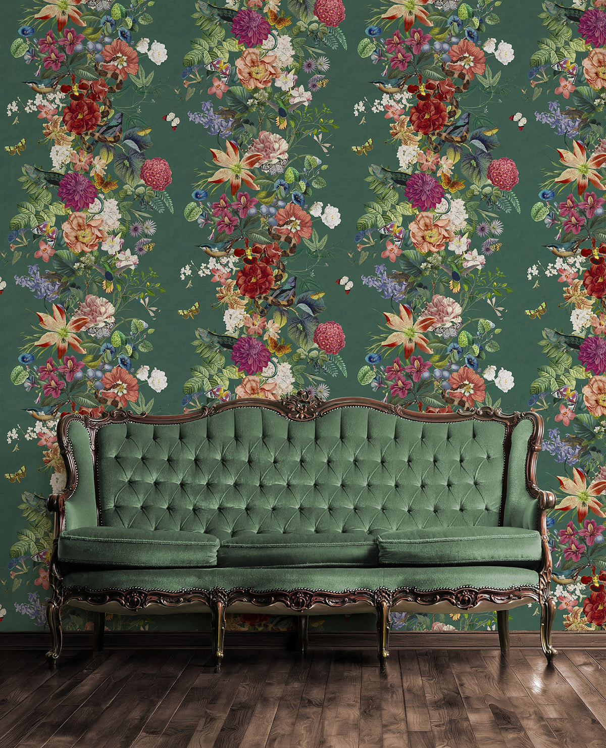 Blume – Botanical Stripe Wallpaper – Teal