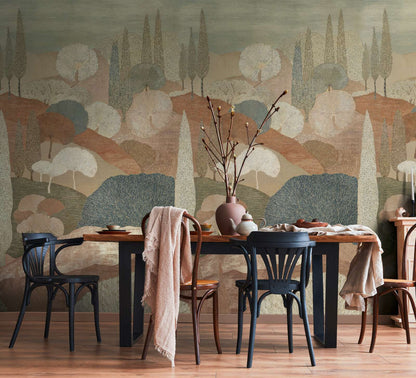 The Wall 4 - Hybrid Wallpaper Mural - Abstract Trees