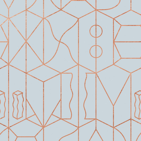 Sample - Never Ending Foil by Suzan Hijink Wallpaper - Copper Blue