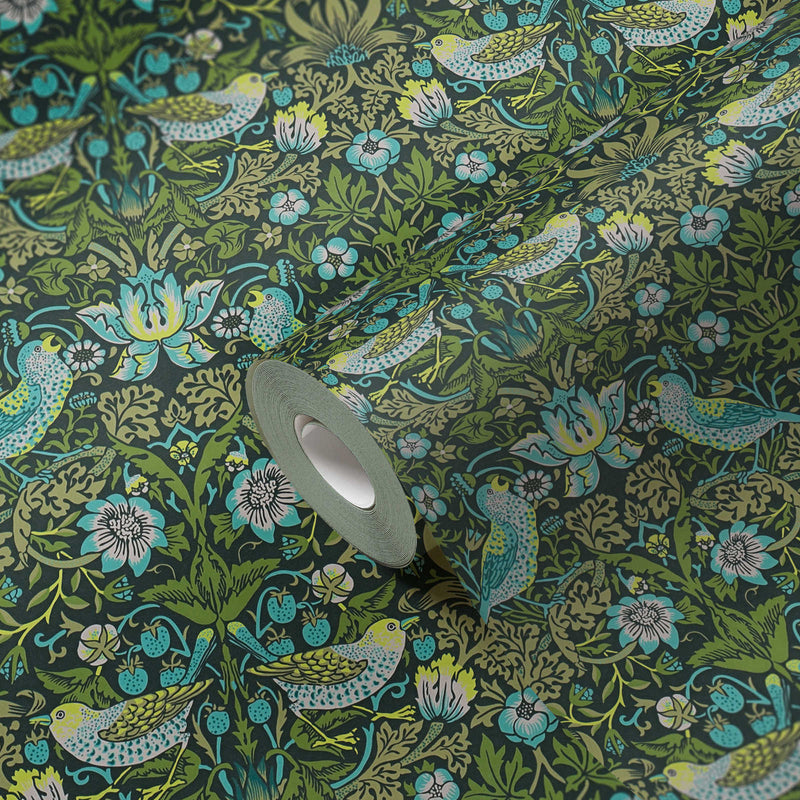 Baroque Birds Wallpaper - Blue/Green