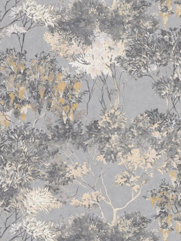 Sample - Abstract Garden Wallpaper - Grey