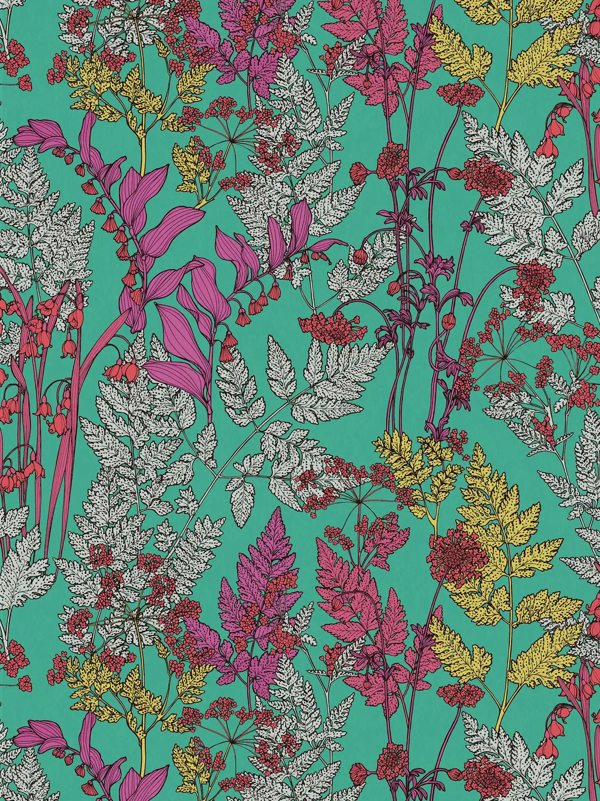 Sample - Floral Wallpaper - Teal