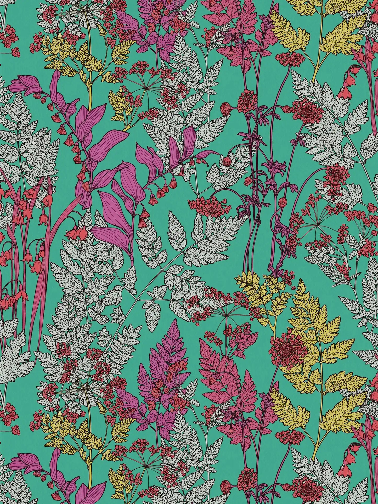 Sample - Floral Wallpaper - Teal