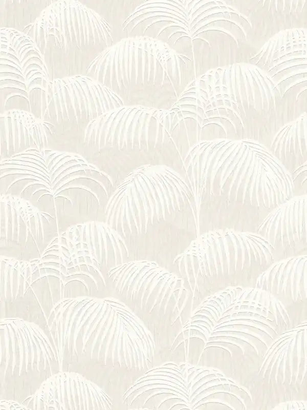Sample - Textured Palm Silk Wallpaper - Cream and White