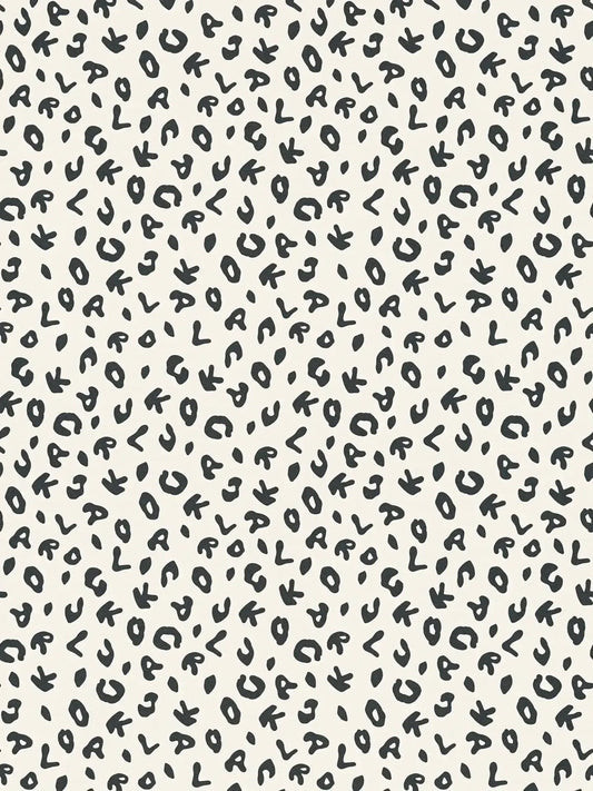 Leopard Alphabet Wallpaper - Black White - Discontinuing
