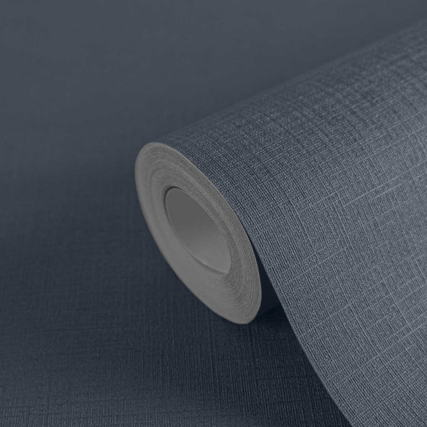 Sample – Retro Chic Plain Textured Wallpaper – Slate Blue