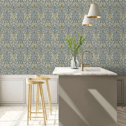 Snakeshead Wallpaper - Morris - Indigo/Cumin