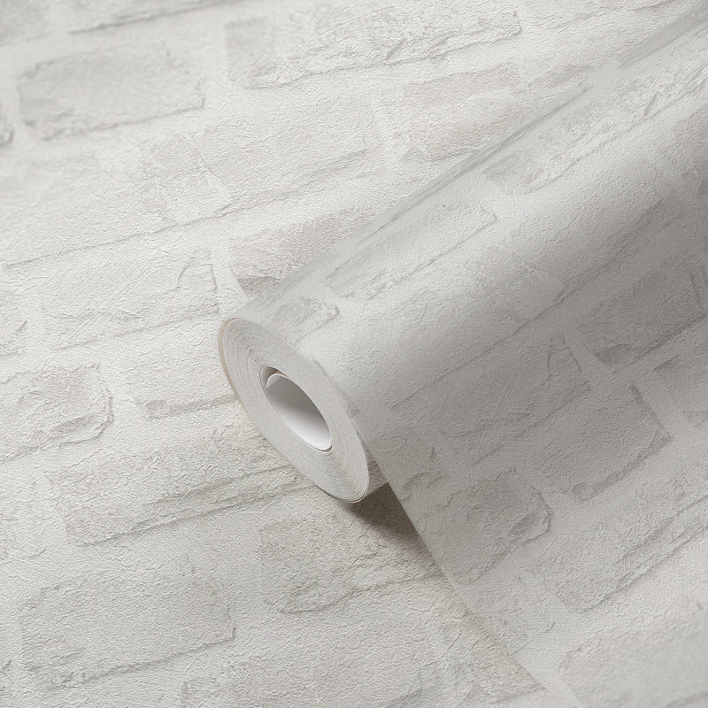 Classic Brickstone - Natural Wallpaper - White