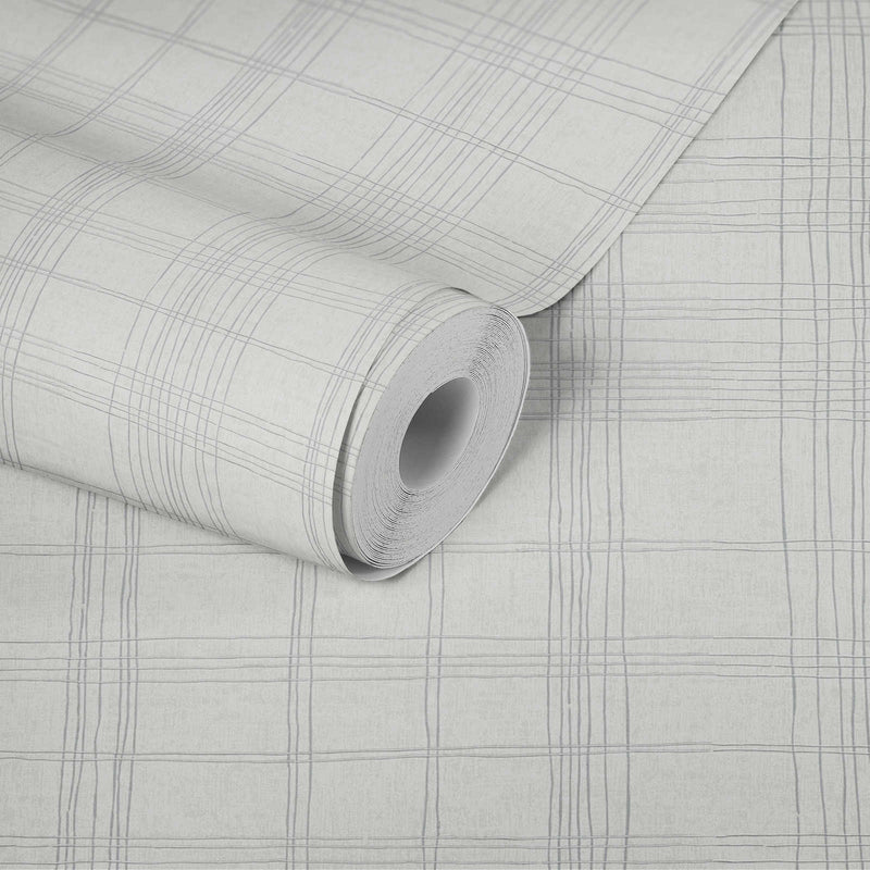 New York Threads Wallpaper - Metallic/White Grey