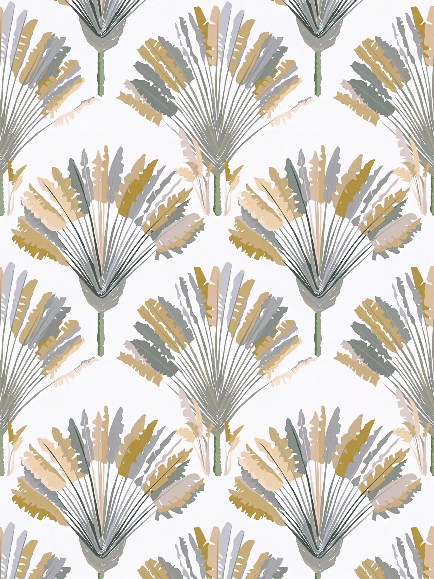 Watercolour Fan Trees Wallpaper - White/Grey - Discontinuing