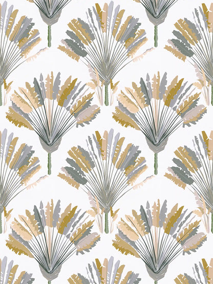 Watercolour Fan Trees Wallpaper - White/Grey - Discontinuing