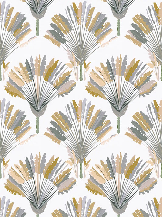 Watercolour Fan Trees Wallpaper - White/Grey - Discontinuing