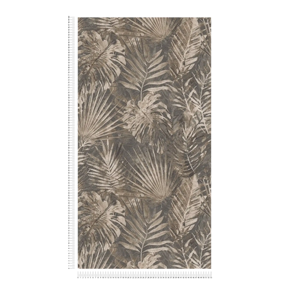 Forest Frame - Leaves Wallpaper - Anthracite