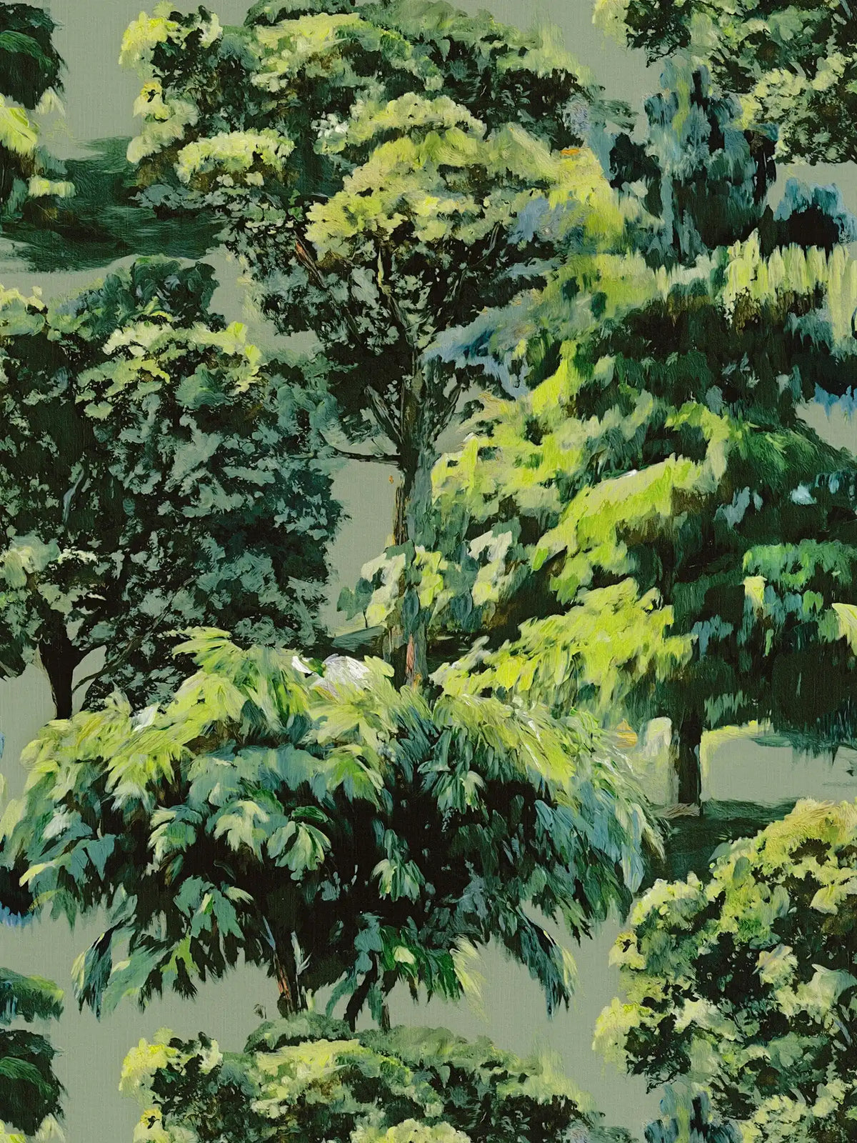Canopy Painted Forest wallpaper in green – flat pattern
