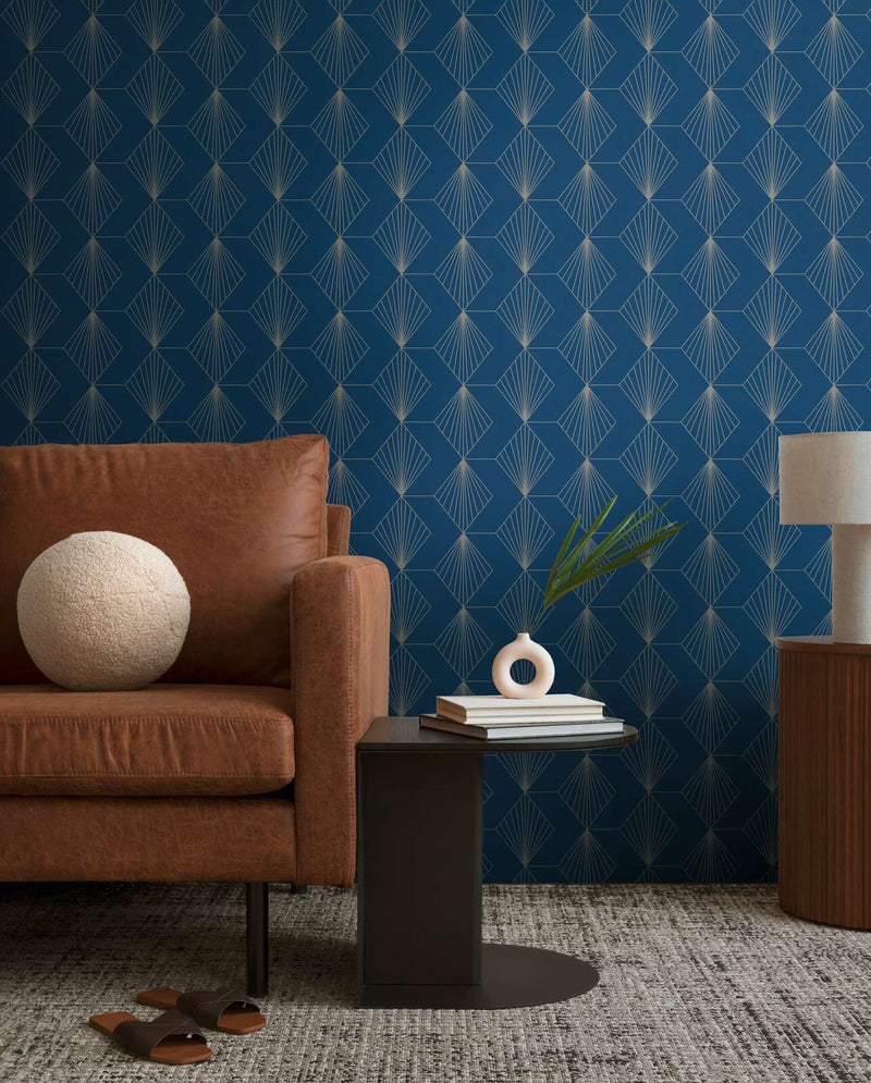 French Affair Wallpaper - Blue Gold