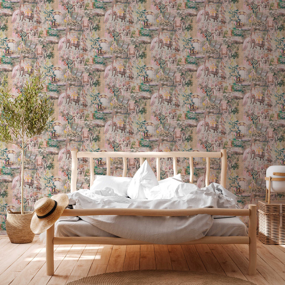 Elephant Parade – Vintage Wallpaper – Desert Green