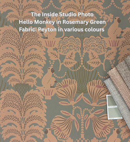 Hello Monkey Wallpaper - Rosemary Green