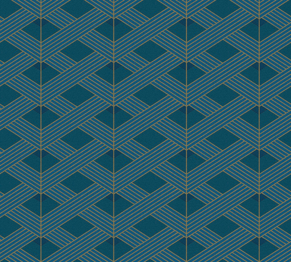 Art Deco Geometric Vinyl Wallpaper - Turquoise - 28 Rolls Arriving in September