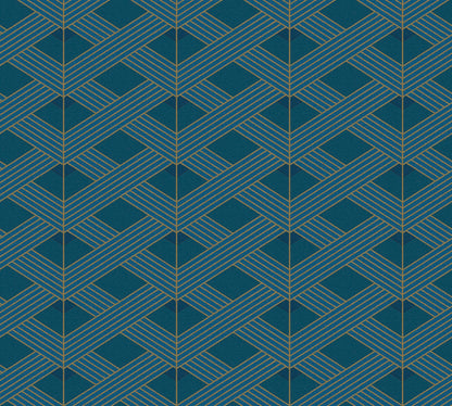 Art Deco Geometric Vinyl Wallpaper - Turquoise - 28 Rolls Arriving in September
