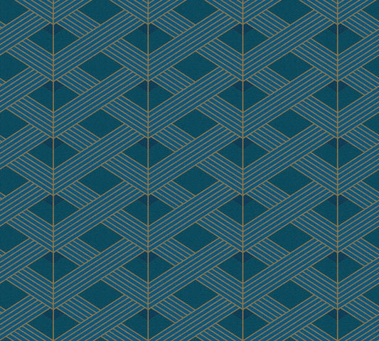 Art Deco Geometric Vinyl Wallpaper - Turquoise - 28 Rolls Arriving in September
