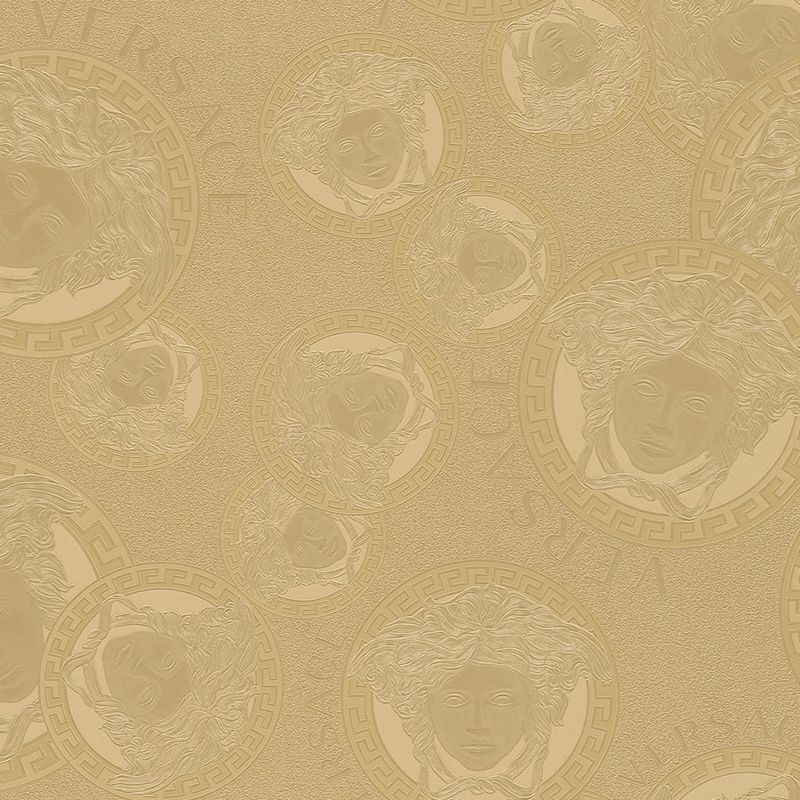 Medusa Plates Amplified - Metallic Wallpaper (Versace 5 Collection) - Gold