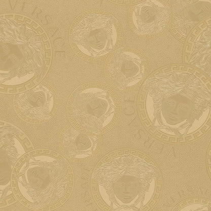 Medusa Plates Amplified - Metallic Wallpaper (Versace 5 Collection) - Gold