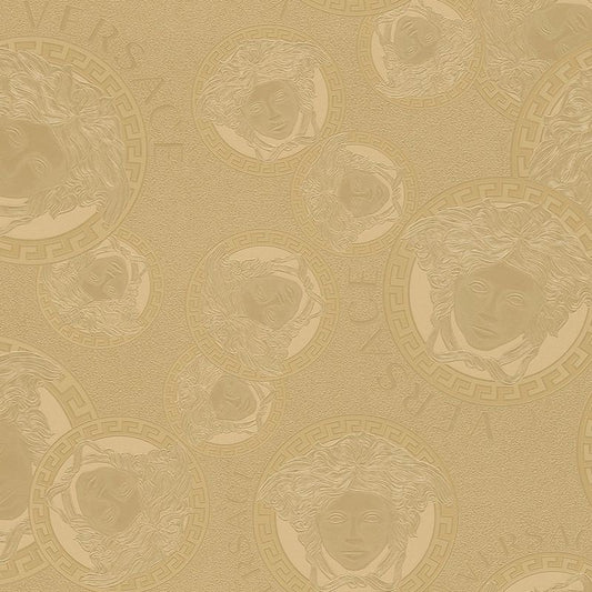 Medusa Plates Amplified - Metallic Wallpaper (Versace 5 Collection) - Gold
