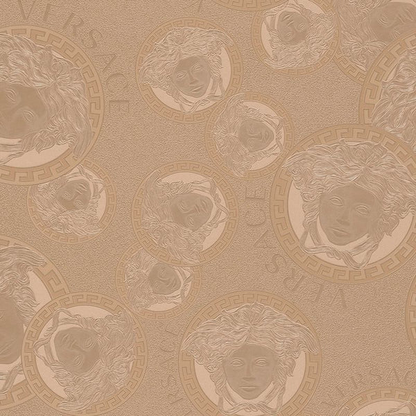 Sample - Medusa Plates Metallic Wallpaper (Versace 3 Collection) - Rose Gold