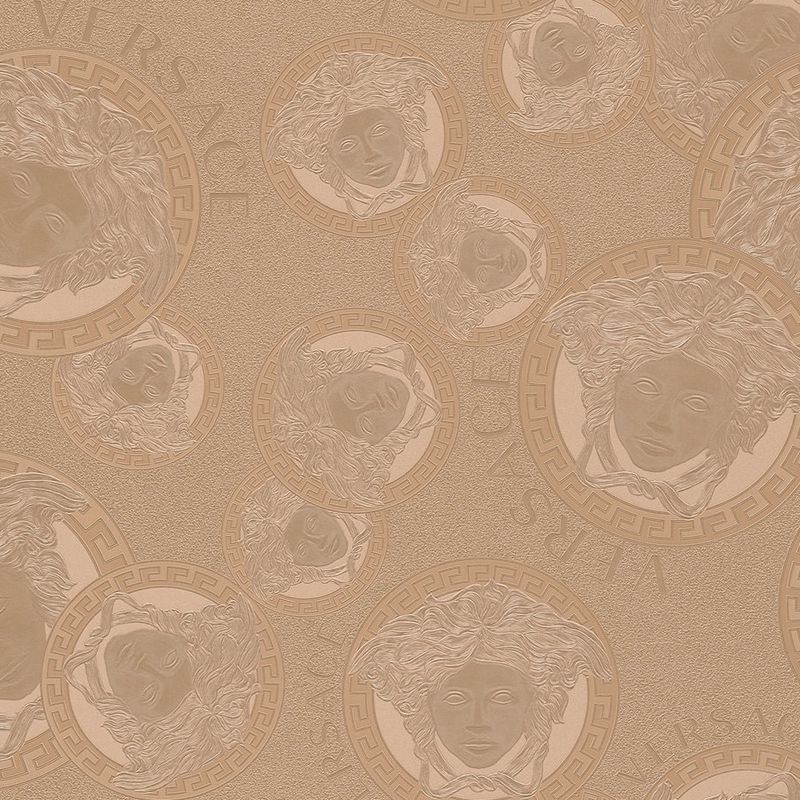 Sample - Medusa Plates Metallic Wallpaper (Versace 3 Collection) - Rose Gold