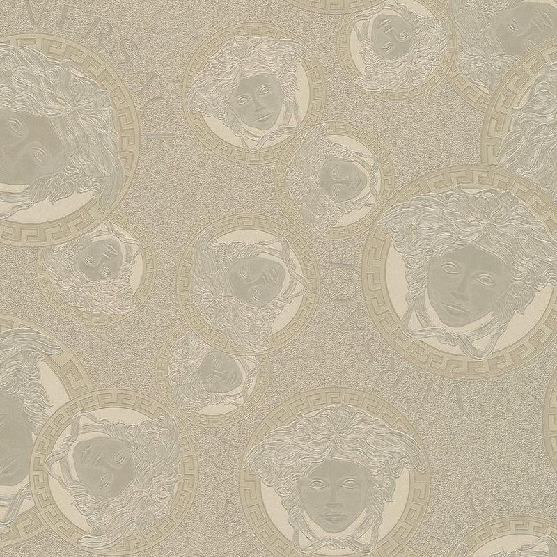 Sample - Medusa Plates Metallic Wallpaper (Versace 3 Collection) - Metallic Gold