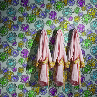 Medusa Plates Metallic Wallpaper (Versace 3 Collection) - Multicolour White