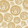 Medusa Plates Metallic Wallpaper (Versace 3 Collection) - Cream & Gold
