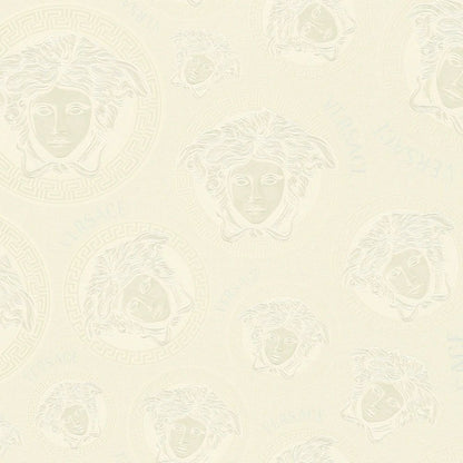 Medusa Plates  Wallpaper (Versace 3 Collection) - Ivory White