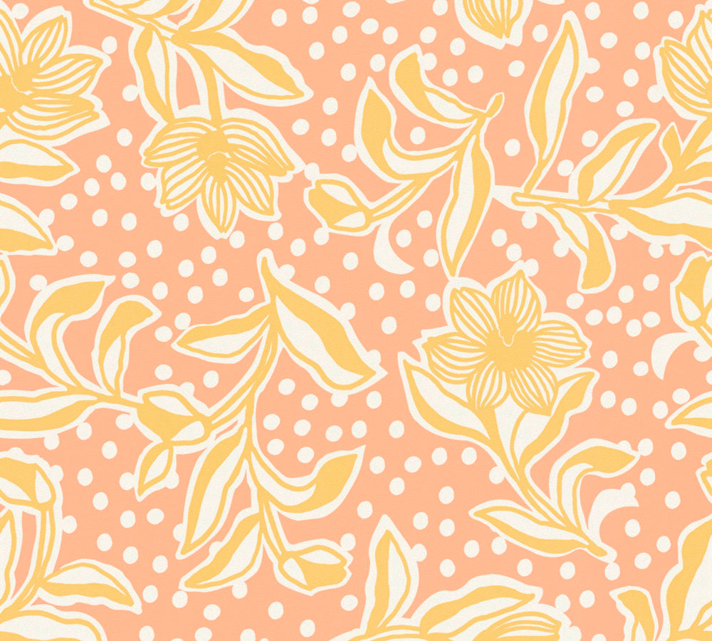Happy Daffy Vinyl Wallpaper - Peach