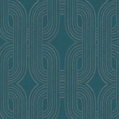 French Affair Wallpaper - Blue Metallic