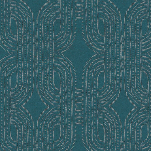 French Affair Wallpaper - Blue Metallic
