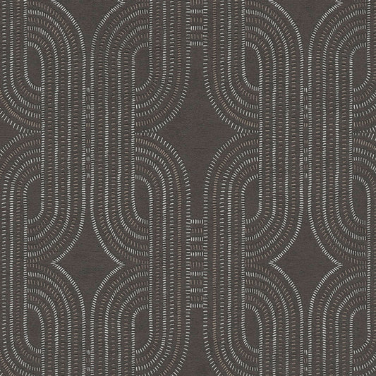French Affair Wallpaper - Black Metallic
