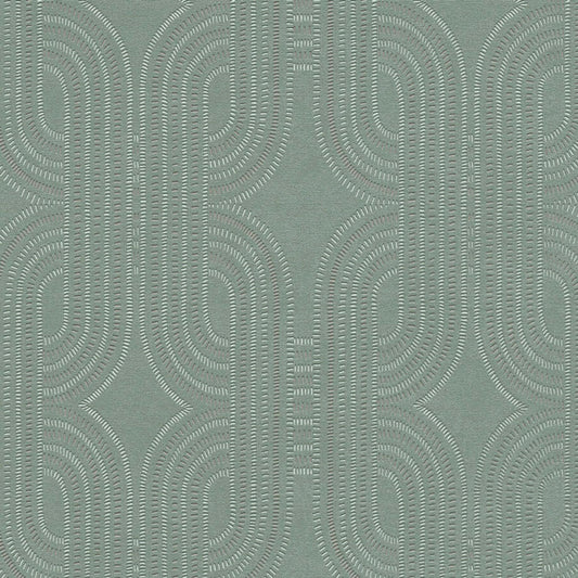 French Affair Wallpaper - Green Metallic