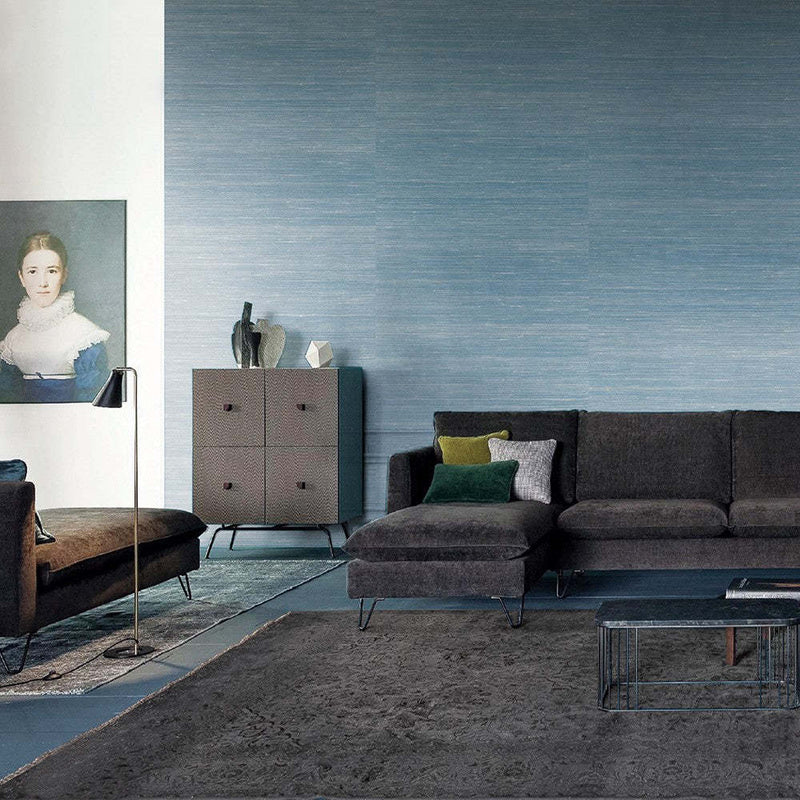 Shimmery Grasscloth Wallpaper - 9 Colours - Deep Sea