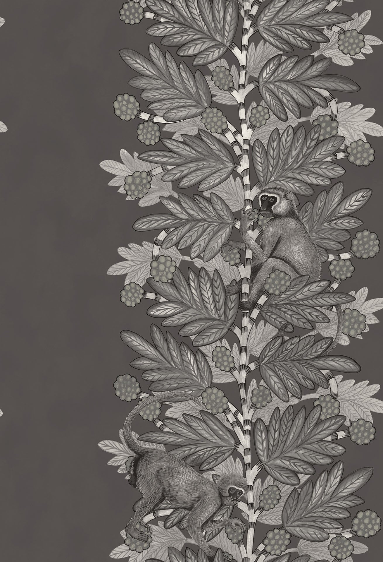 Acacia Monkey Wallpaper - Charcoal/Silver