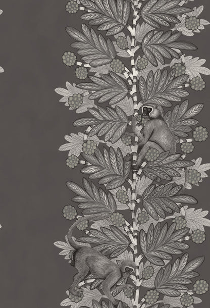 Acacia Monkey Wallpaper - Charcoal/Silver