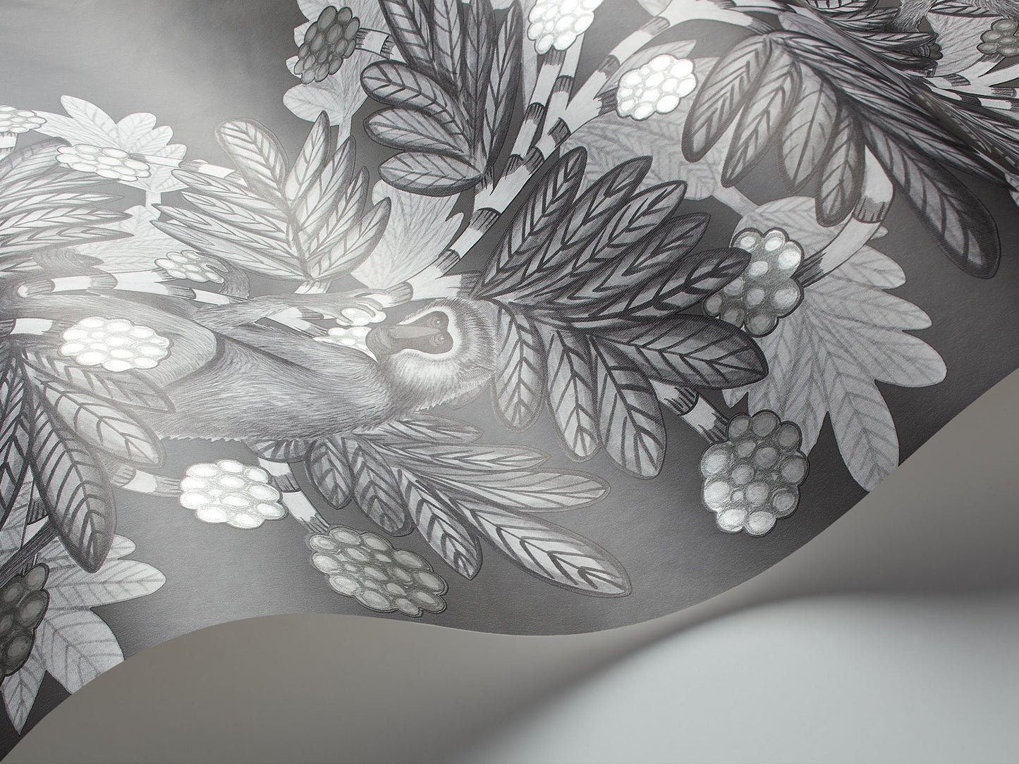 Acacia Monkey Wallpaper - Charcoal/Silver