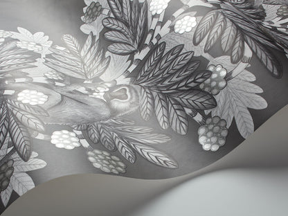 Acacia Monkey Wallpaper - Charcoal/Silver