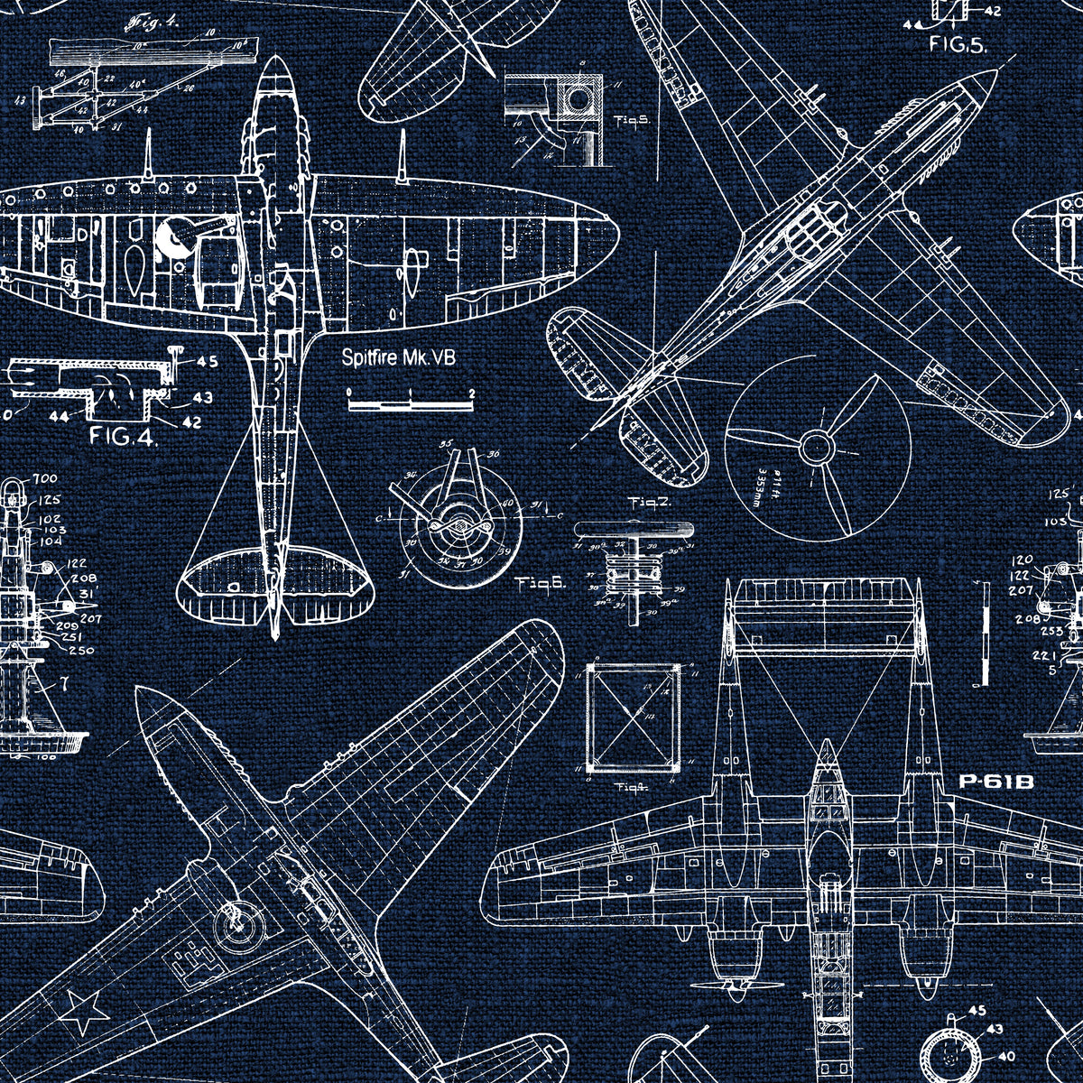 Sample – Zoom Airplane - Blue - Custom Sized Wallpaper Mural (per m2)