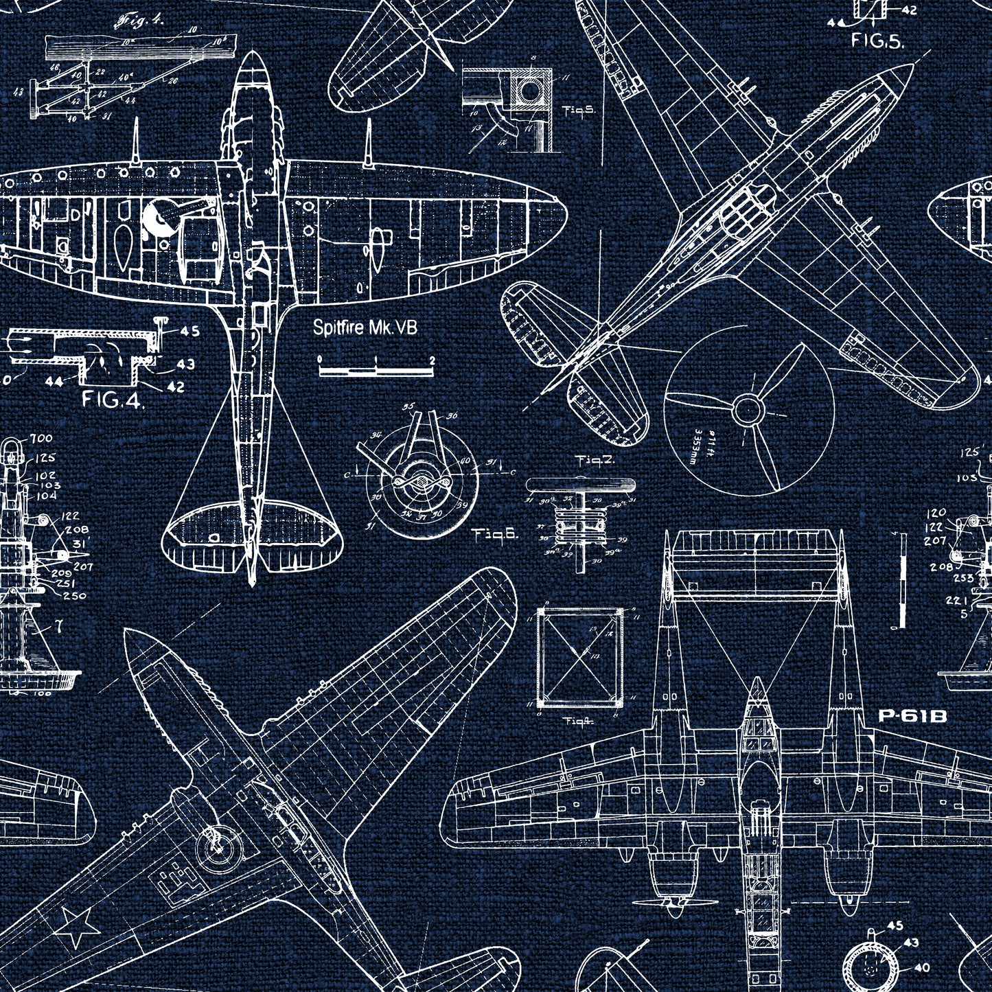 Zoom Airplane - Blue - Custom Sized Wallpaper Mural (per m2)