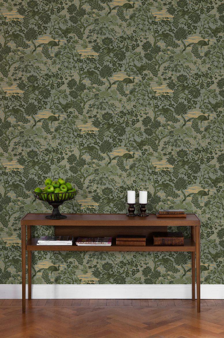 Asian Garden Wallpaper - Green