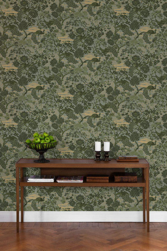 Asian Garden Wallpaper - Green