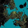 City Map Many Cities - Custom Sized Wallpaper Mural (per m2) - Auckland Yellow Roads