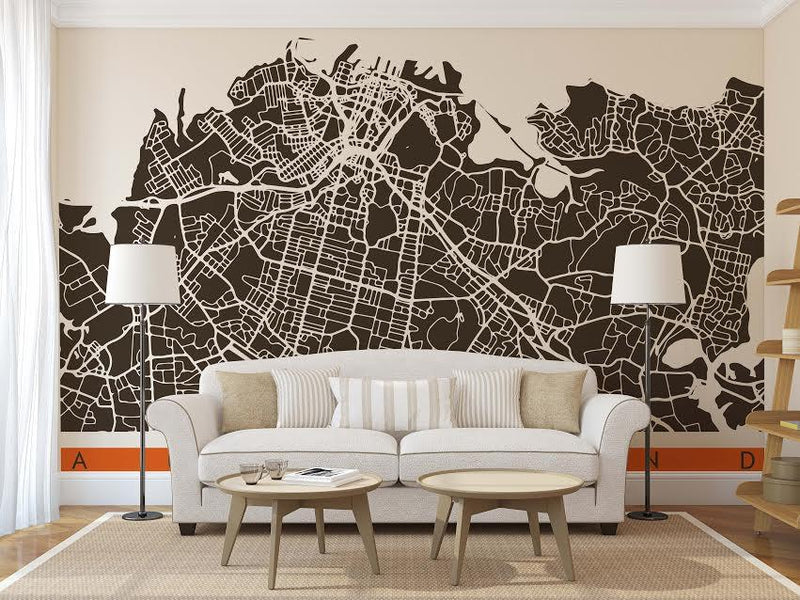 NZ or AU Stylised Maps - Custom Sized Wallpaper Mural (per m2)